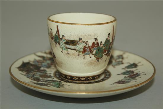 A fine Japanese Satsuma pottery cup and saucer, signed Shoko Takebe, Meiji period, diam. 11cm